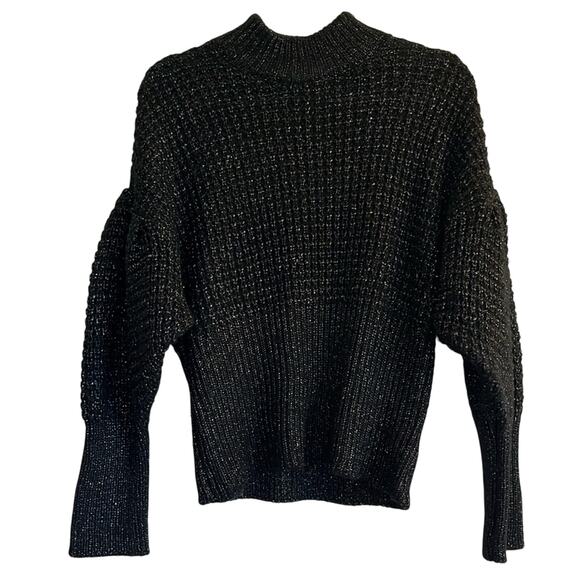 Express Metallic Mock Neck Balloon Puff Sleeve Sweater Size S Whimsigoth Shimmer - Picture 1 of 9